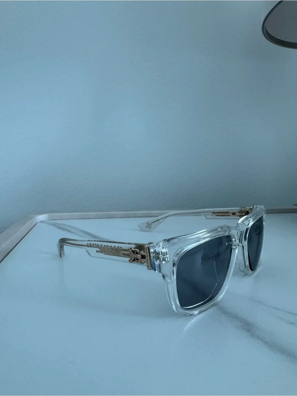 Chrome Hearts Box Officer Sunglasses Clear Frame with Tinted Lenses